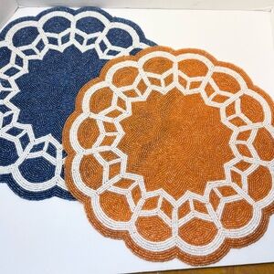 Cynthia rowley  2 Hand beaded Place mats 14”